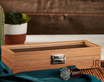  Customized Watch Storage Box - Groomsmen Wedding Father's Day -  Personalized Engraved Monogram (Black) : Clothing, Shoes & Jewelry