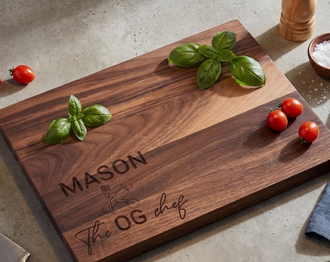 Custom Chef Gift | Personalized Cutting Board & "The OG Chef" Walnut Chopping Block