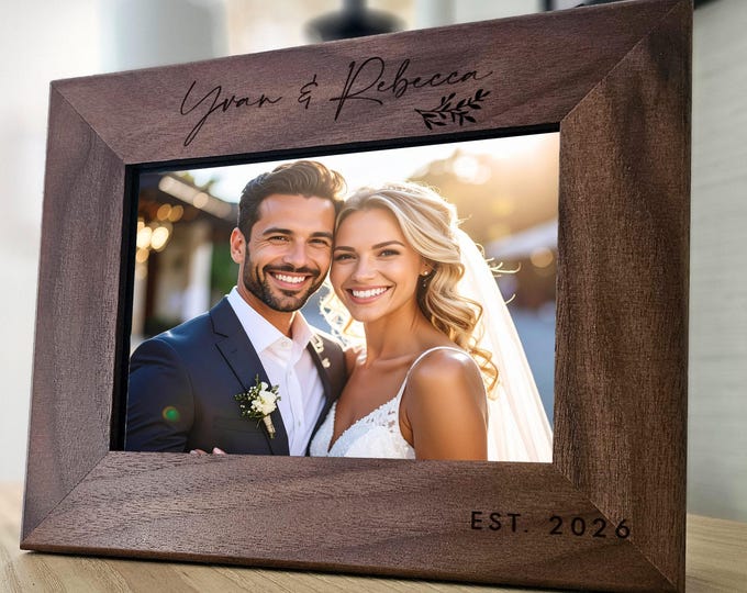 Personalized engraved frame, Customized picture frame for Newlyweds, Wedding Gift, Anniversary Gift, Couples Gift, Home Decor