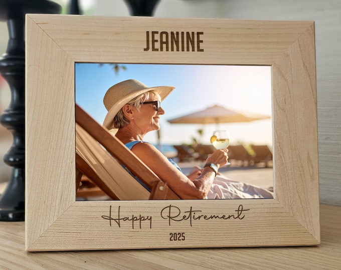 Custom Picture Frame, Retirement Gifts, Personalized Picture Frame, Customized Wood Photo Frame, Engraved Picture Frame, Gift For Retirement