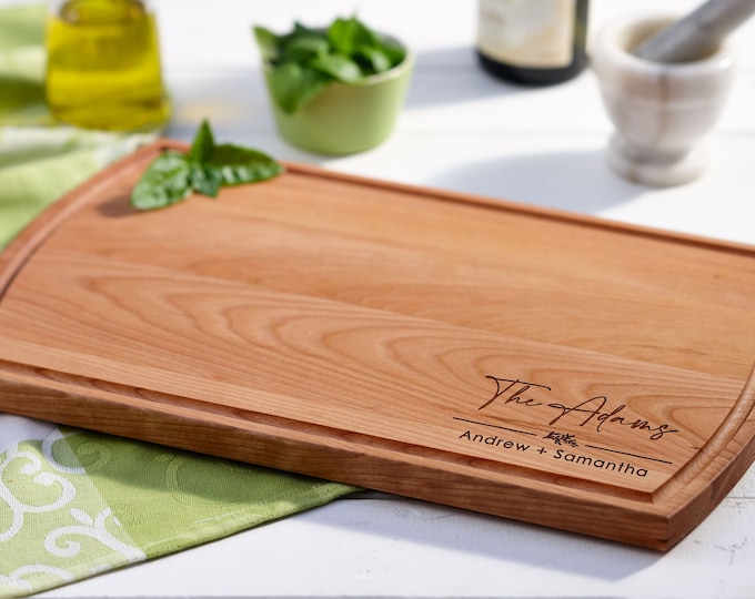 Personalized Engraved Cutting Board for Wedding, Housewarming  or Christmas Gift, Engraved Wooden Cutting Board, Monogrammed walnut board