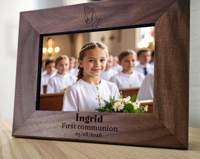 Custom Picture Frame, First Communion Gift, Personalized Wood Gifts Photo Frame, Religious Gift, Child's First Communion