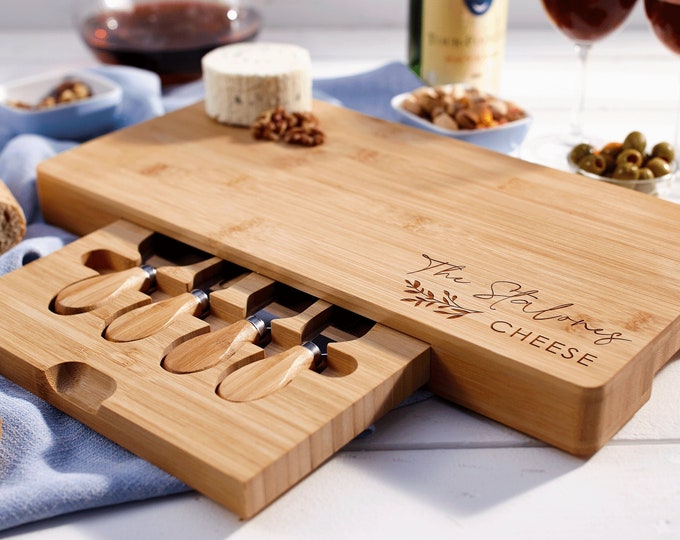 Custom Engraved Cheese Board Set - Perfect Wedding & Christmas Gift for Couples, Engraved cutting board, Wedding gifts