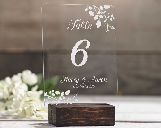 Personalized table number, Acrylic Table numbers, Wedding Signs, Rustic Table numbers, Table Number Signs with Stands, Wedding Table Decor