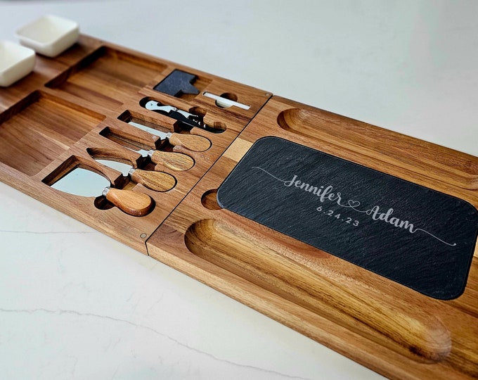 Personalized cheese board set, Custom cheese board set, Engraved cutting board, Wedding gifts, Gifts for the couple, Christmas gifts