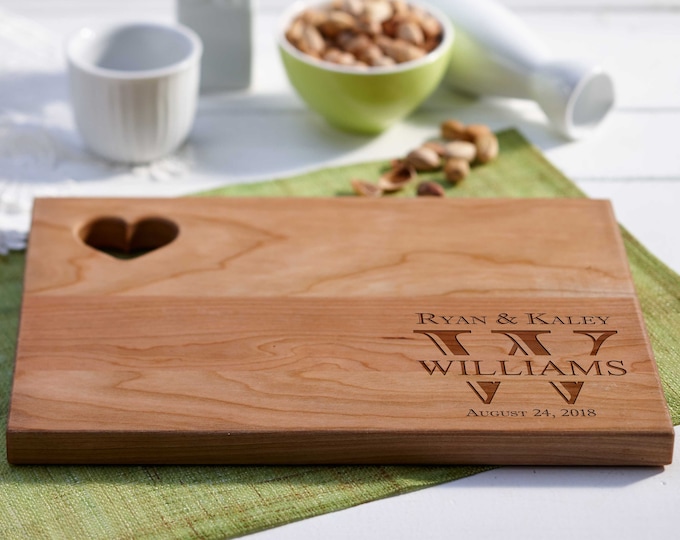 Personalized Cutting Board, Engraved board, housewarming gifts, wedding gift,Gifts for the couple, Christmas gifts, Board with a heart