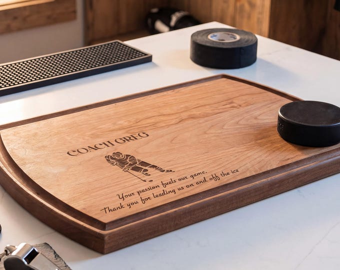Hockey Coach Gift | Personalized Cutting Board & End of Season Team Thank You Present