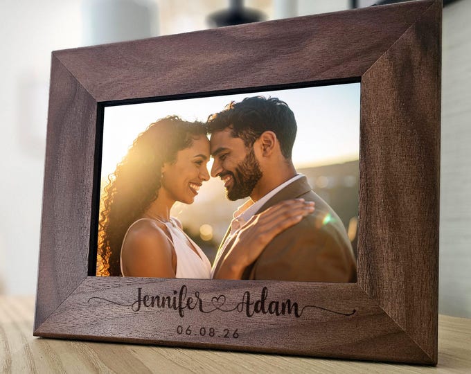 Custom Picture Frame, Gift for the Couple, Personalized Picture Frame, Customized Wood Photo Frame, Engagement Gift, Wedding Gift
