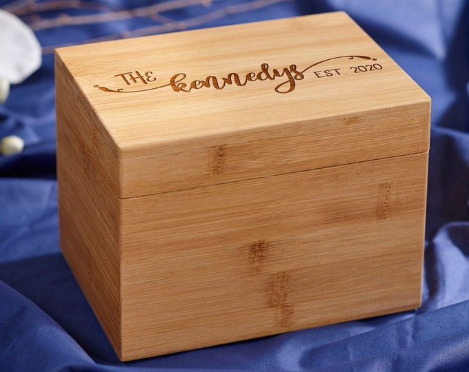 Personalized Recipe Box, Custom Recipe Box, Family Gift, Engraved