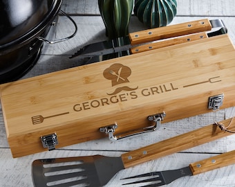 Personalized BBQ Set, Engraved BBQ set, Customized BBQ Utensil Set,  Personalized Grill Tool Set