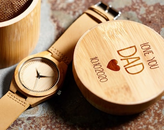 Personalized Wooden Men's Watch, Engraved Watch for Men , Wood Watch box, Gift for Him, Husband gift, Groomsmen Gift, Fathers day gift