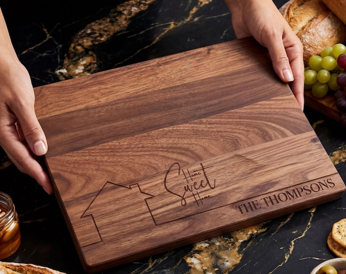 Personalized cutting board, Home Sweet Home: Custom Engraved Housewarming Gift for  Realtor Closing, Wedding Gift, Engagement Gift