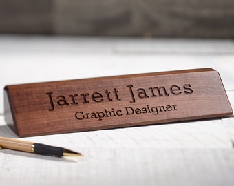 Personalized Wooden Desk Name, Customized Walnut desk name, Executive Personalized Desk Name Plate, wooden office sign