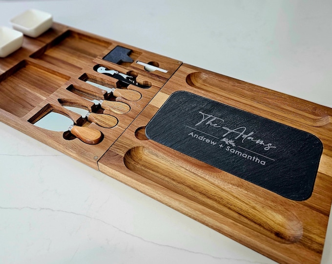 Personalized Charcuterie Board Set | Custom Engraved Cheese Board Gift for Couple | Hosting, Anniversary, Engagement Cutting Boards Gifts