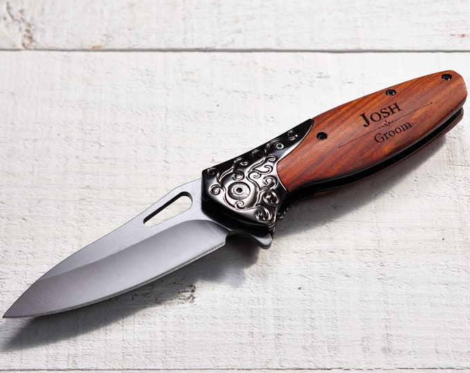 Personalized Folding Knife, Engraved Camping Tool, Pocket Knife, Groomsmen Knife, Groomsmen Knives, Custom Knife, Gift for him