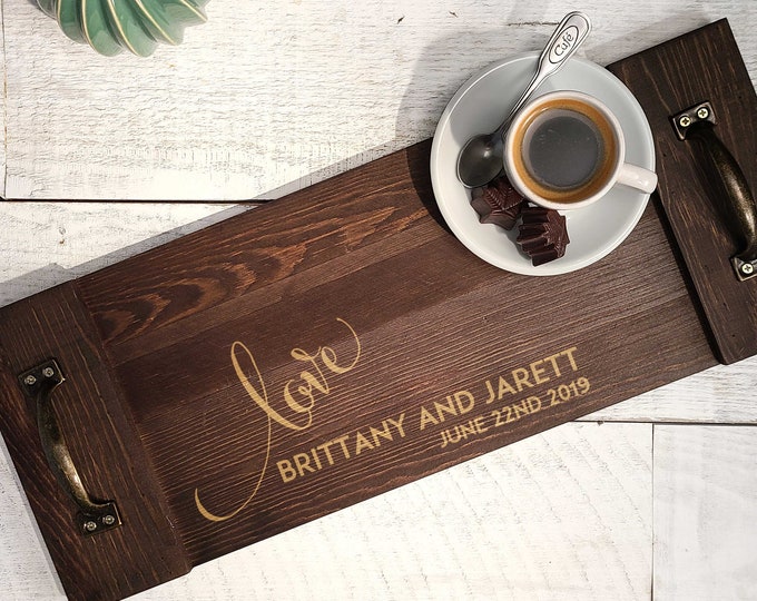 Personalized  Rustic serving Tray, Custom serving tray, wedding gifts, Wooden tray,  Housewarming gifts, Christmas gift