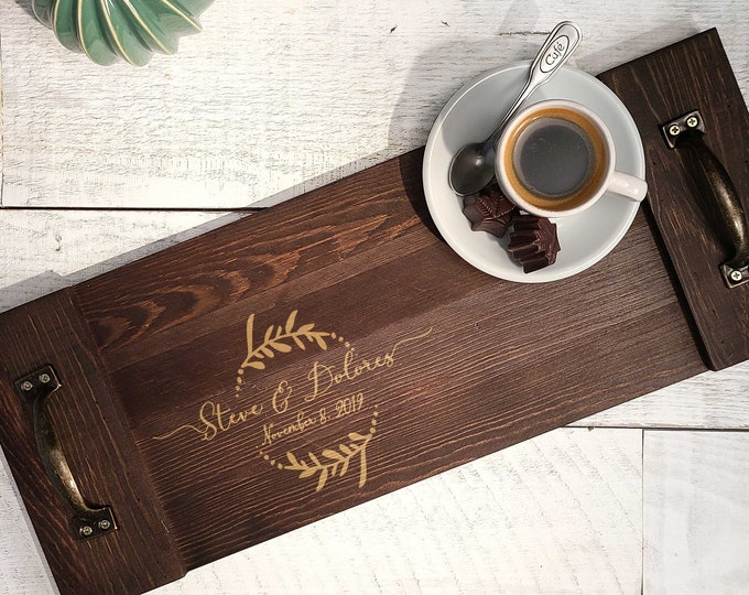 Personalized  Rustic serving Tray, Custom serving tray, wedding gifts, Wooden tray,  Housewarming gifts, Christmas gift