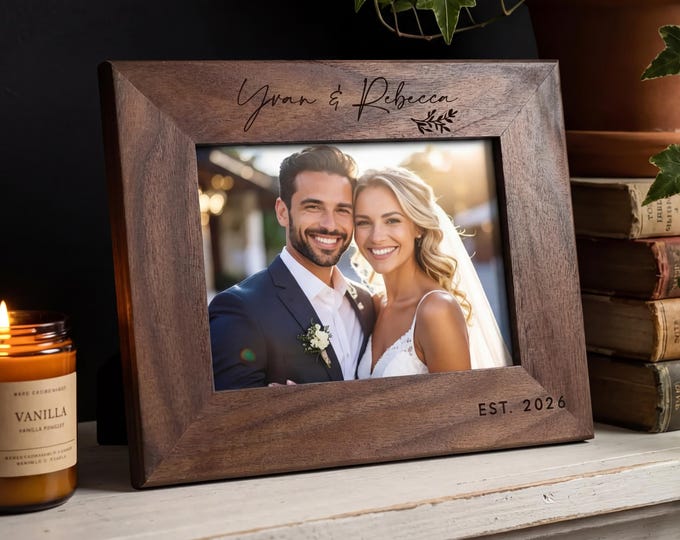 Personalized engraved frame, Customized picture frame for Newlyweds, Wedding Gift, Anniversary Gift, Couples Gift, Home Decor