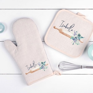 Customized Oven Mitt, Personalized Oven Mitt, Personalized Kitchen Gift, Personalized Pot holder, Mothers day gift, printed oven mitts