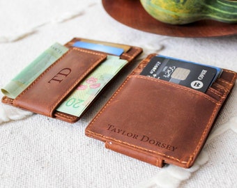 Money Clip wallet, Personalized Leather Money Clip Wallet. Boyfriend Gift, personalized wallet, Fathers day gift, Gift for him