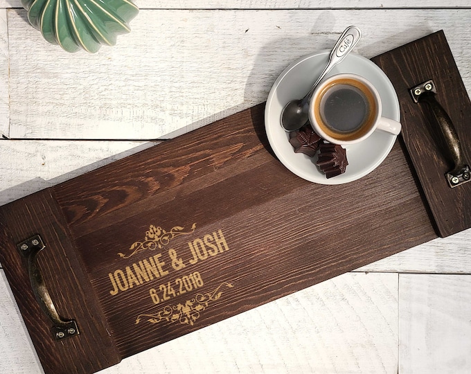 Personalized  Rustic serving Tray, Custom serving tray, wedding gifts, Wooden tray,  Housewarming gifts, Christmas gift