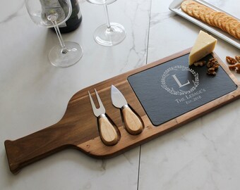 Personalized cheese board set, Custom cheese board With Utensils, Slate board, Wedding gifts, Gifts for the couple, Christmas gifts