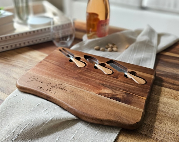 Customized unique shape Acacia Cheese Boards: - The Perfect Wedding and Housewarming gifts!