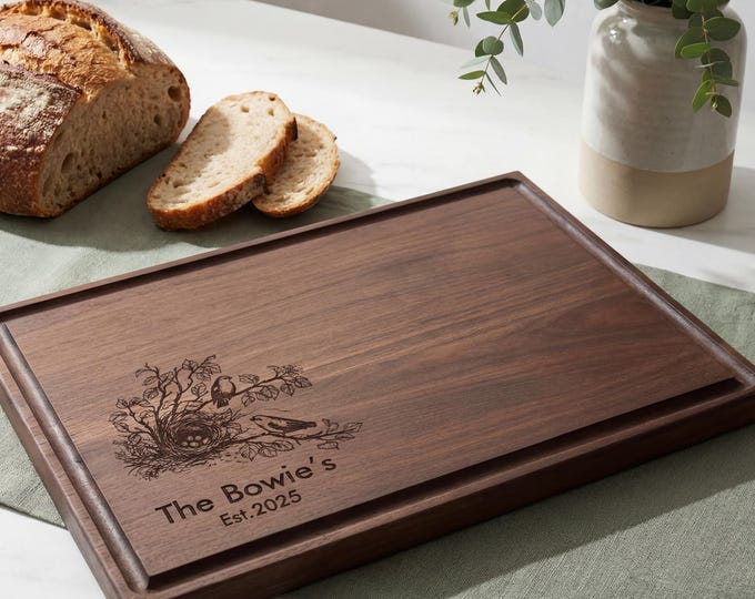 Personalized Cutting Board – Birds: Custom Engraved Charcuterie Board | Housewarming, Wedding, Engagement, Anniversary, Love Bird Gift