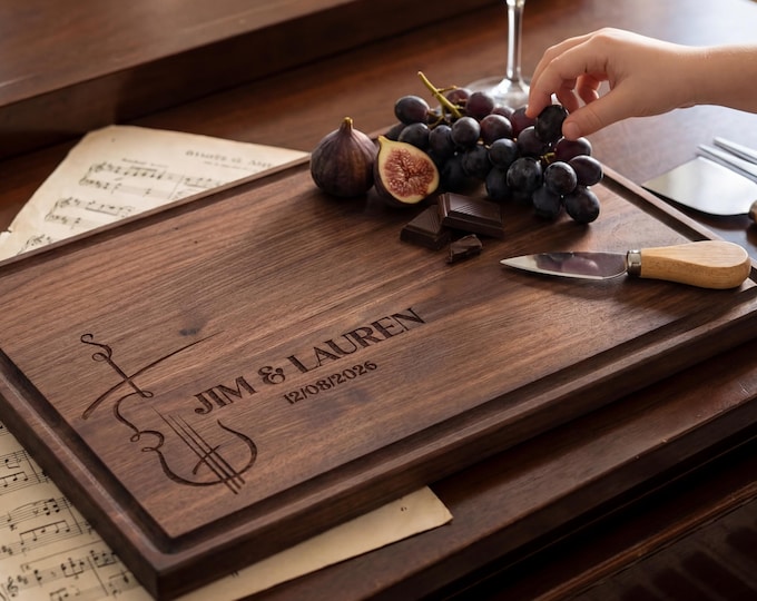 Violin Lover Gift | Personalized Cutting Board & Custom Music Teacher Wedding Present