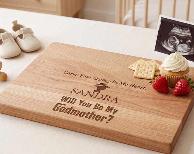 Godmother Proposal Gift | Personalized Cutting Board & "Will You Be My Godmother" Keepsake