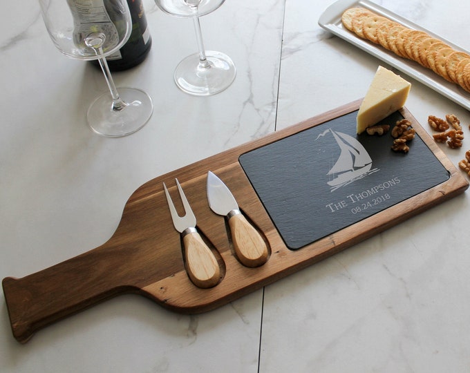 Personalized cheese board set, Custom cheese board With Utensils, Slate board, Wedding gifts, Gifts for the couple, Christmas gifts