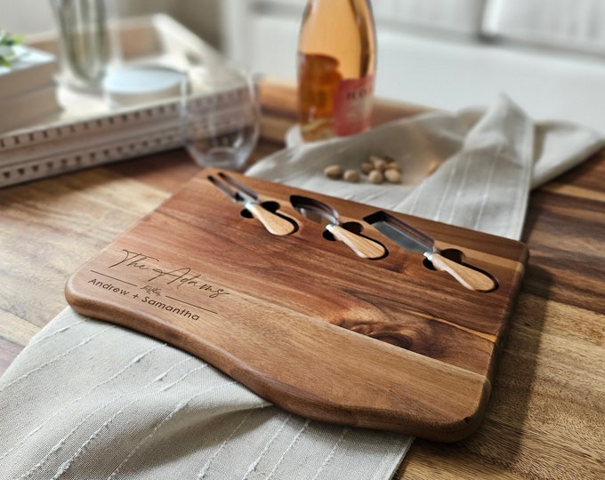 Customized unique shape Acacia Cheese Boards: - The Perfect Wedding and Housewarming gifts!