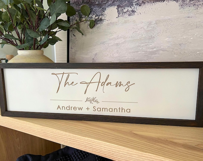 Personalized Farmhouse Wooden Sign, Custom-Engraved Rustic Decorative Wooden Sign: Housewarming, Engagement, Anniversary, Couple Gift