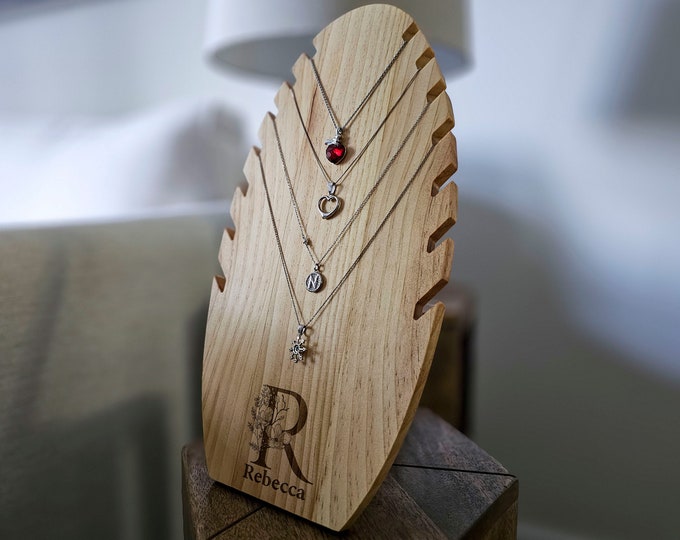 Personalized Necklace Display Stand, Custom-Engraved Jewelry Organizer, Jewelry Stand: Mother's Day, Grandma, Wife, Birthday, Christmas Gift