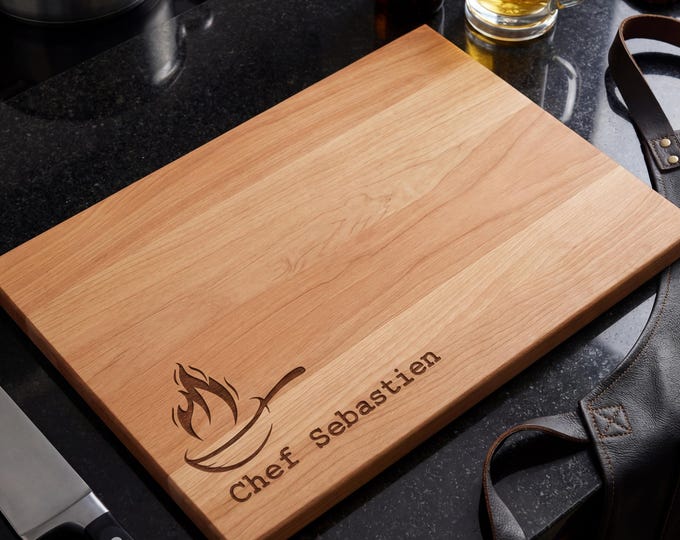 Personalized Cutting Board for Chefs, Custom Engraved Wood Butcher Block, Gift for Home Cooks