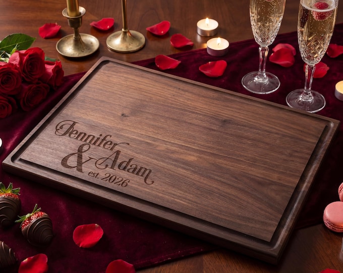 Personalized cutting board, Gift for the Couple: Custom Engraved Charcuterie Board, Unique Wedding, Engagement, Anniversary and Hosting Gift