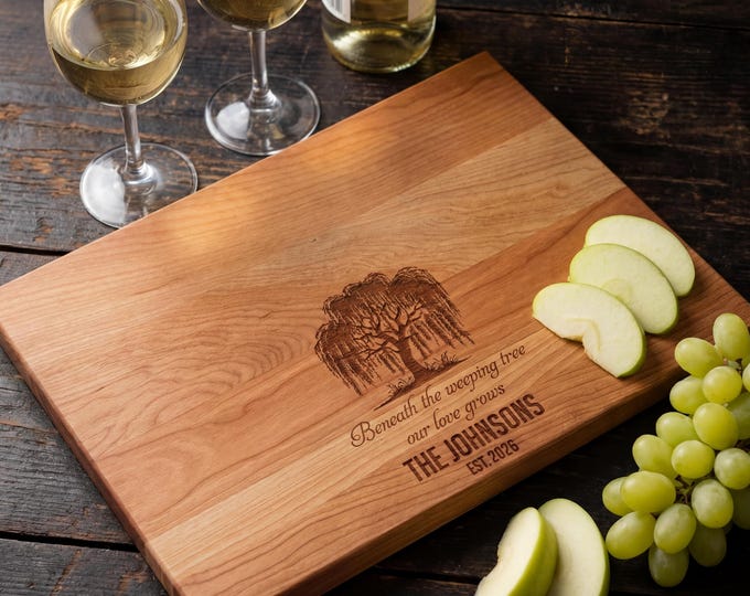 Personalized cutting board – Weeping Tree: Customized Charcuterie for Wedding, New Beginning, Housewarming, Anniversary Gift for the Couple