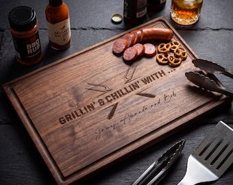 Personalized Grill Master Cutting Board, Custom Engraved Meat Platter, BBQ Lovers Gift