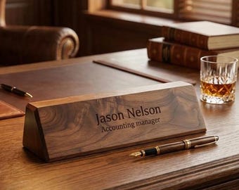 Personalized Wooden Desk Name, Customized Walnut desk name, Executive Personalized Desk Name Plate, wooden office sign