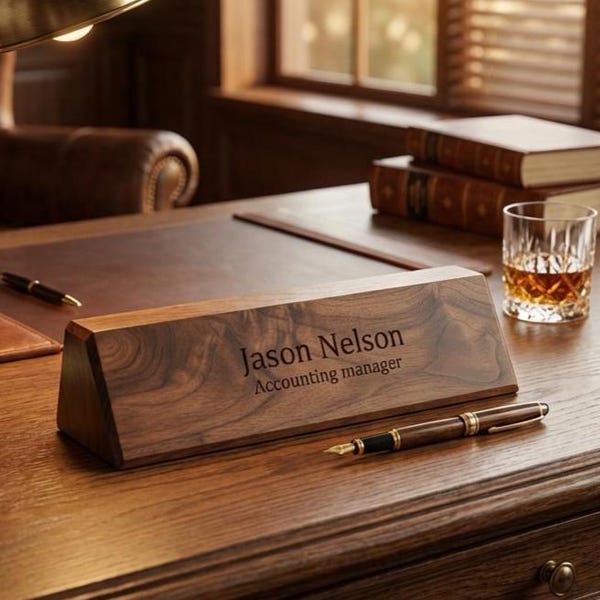 Personalized Wooden Desk Name, Customized Walnut desk name, Executive Personalized Desk Name Plate, wooden office sign