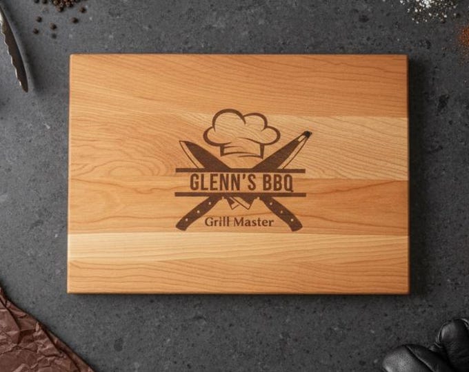 Personalized Grill Master Cutting Board, Custom BBQ Meat Platter, Gift for Dad