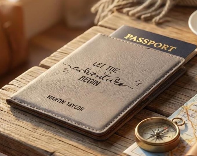 Personalized Passport Holder | "Let the Adventure Begin" Travel Wallet & Custom Graduation Gift