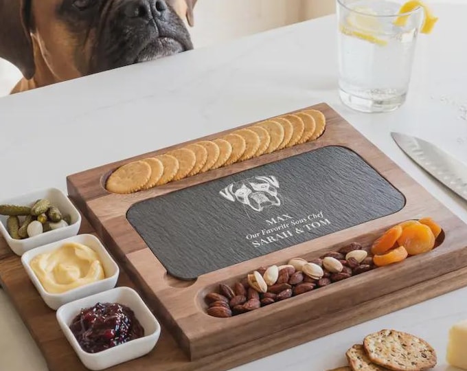 Personalized Pet Photo Charcuterie Board - Custom Engraved Dog Lover Serving Platter Set