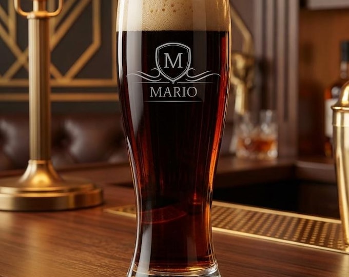 Personalized Beer Glass | Custom Monogram Pilsner & Engraved Groomsmen Gift for Him