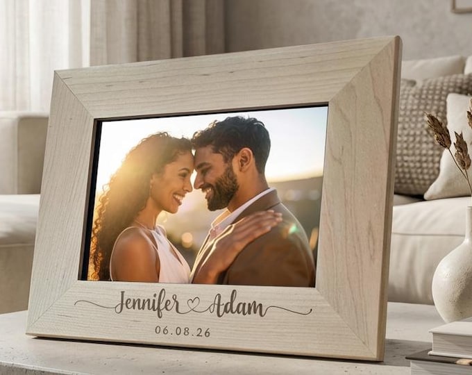 Custom Picture Frame, Gift for the Couple, Personalized Picture Frame, Customized Wood Photo Frame, Engagement Gift, Wedding Gift