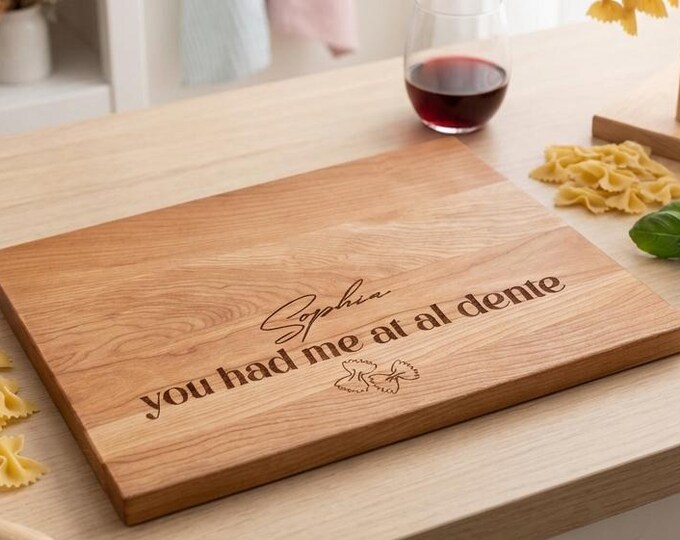 Personalized Pasta Lover Wood Cutting Board, Custom Engraved Wood Charcuterie Tray, Gift for Her