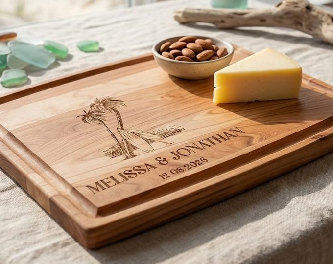 Surfer Wedding Gift | Personalized Cutting Board & Custom Beach House Charcuterie Platter