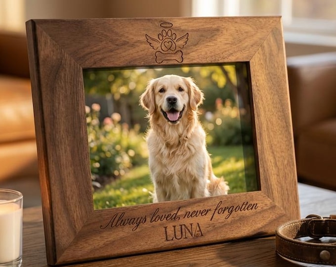 Custom Picture Frame, Dog Memorial, Personalized Picture Frame, Customized Wood Photo Frame, Dog Gifts, Memorial Gifts, Pet Memorial Gift