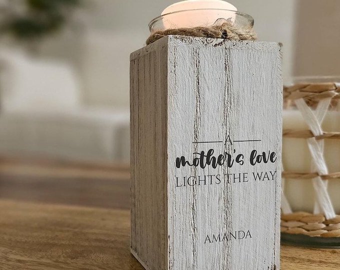 Personalized Wooden Candle Holder, Personalized Candle Holder, Mom Gift, Wooden Candle Holder, Custom Engraving, Mother's Day Gift