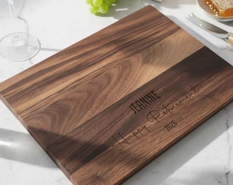 Personalized Retirement Cutting Board – Custom Engraved Serving Tray, Appreciation Gift, Retiree, Coworker, Employee Goodbye
